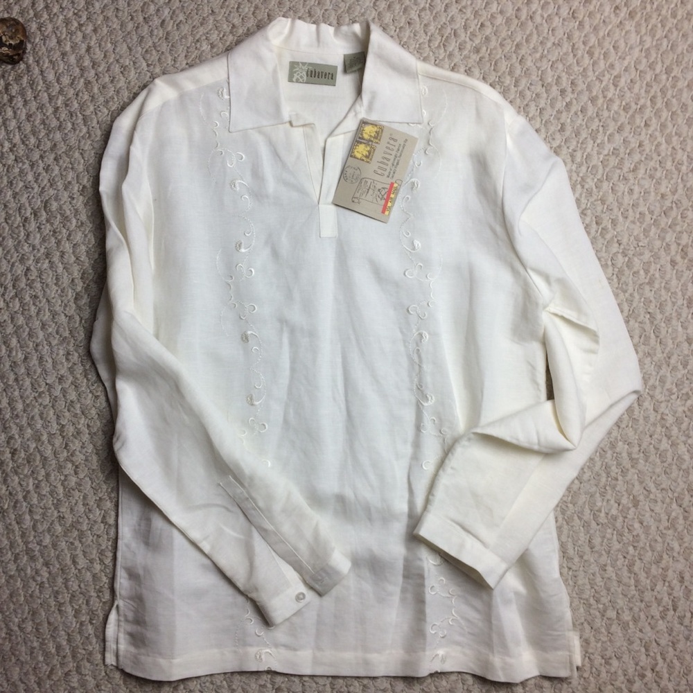 NWT men’s Cubavera linen long sleeve shirt M